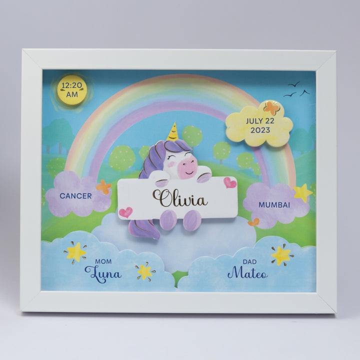 Shadow Box Frame with Gold Foil - Unicorn