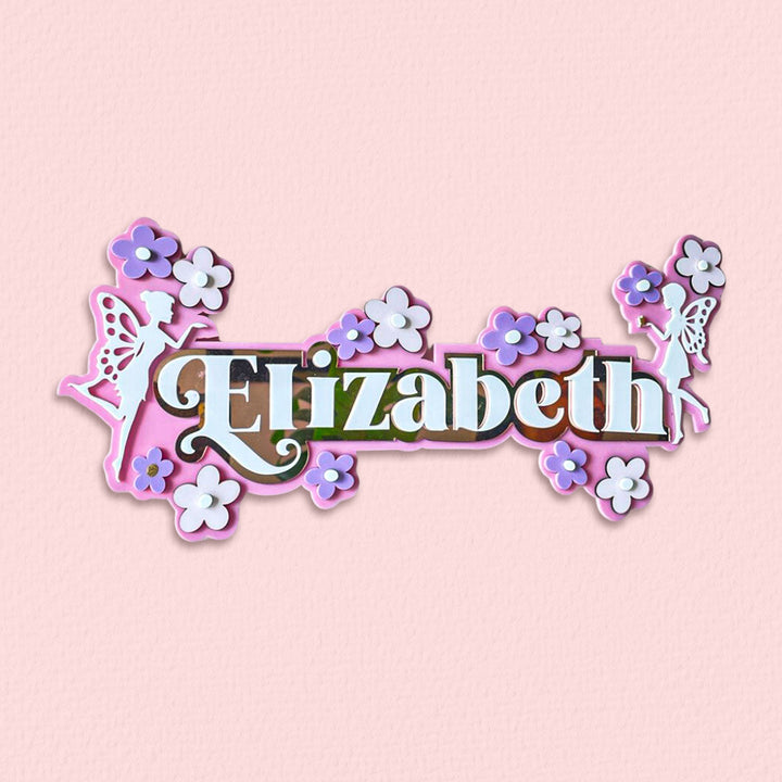 3 Layer Name Plaque- Fairyland Floral
