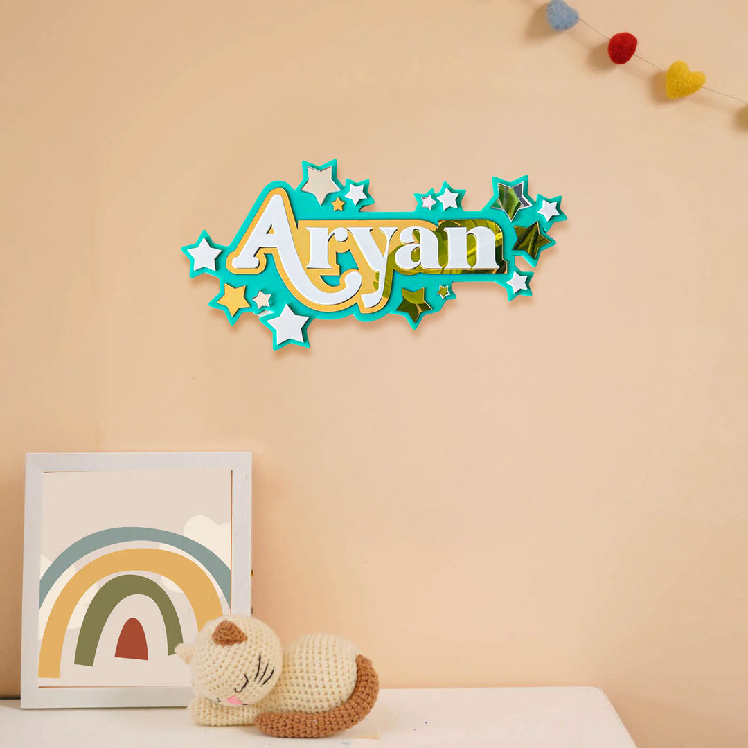 3 Layer Name Plaque- Stars