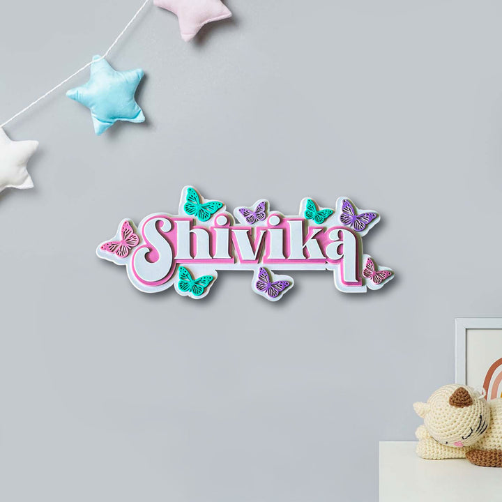 3 Layer Name Plaque- Butterfly Magic