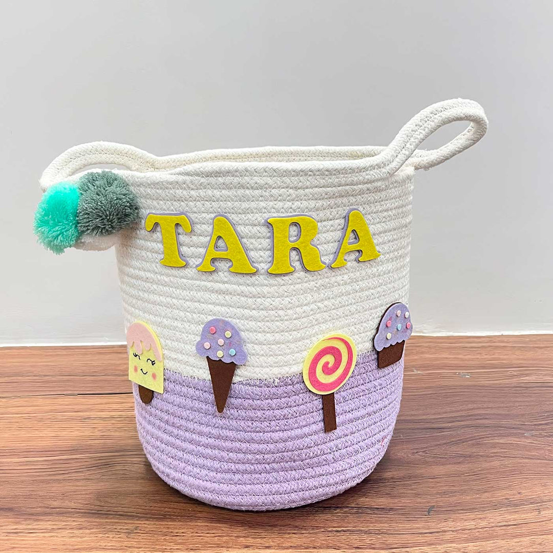 Babble Wrap Jute Cotton Storage Basket - Sweet Treats