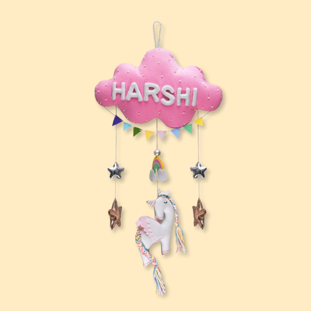 Junior Unicorn Dreams Personalised Cloud Hanging