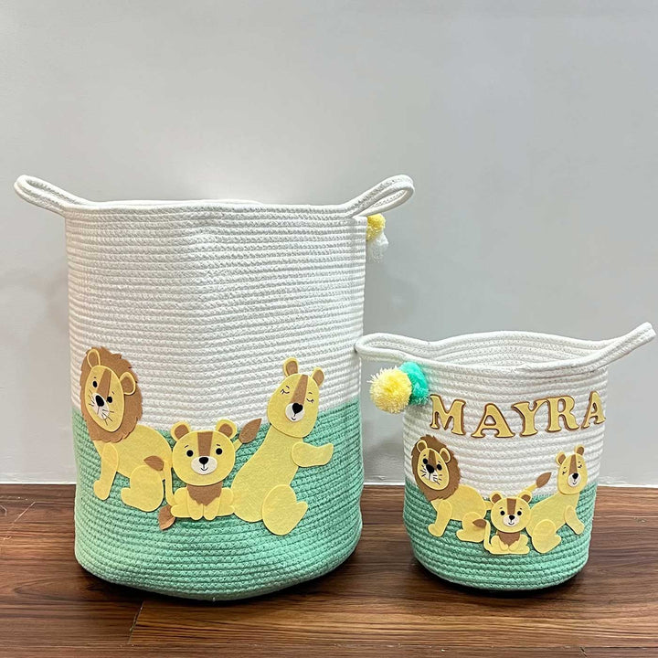 Babble Wrap Jute Cotton Storage Basket - Lions Legacy