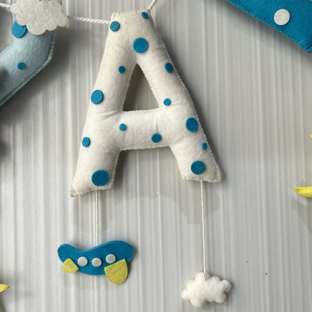 Babble Wrap Teddy on a Plane Name Bunting Garland