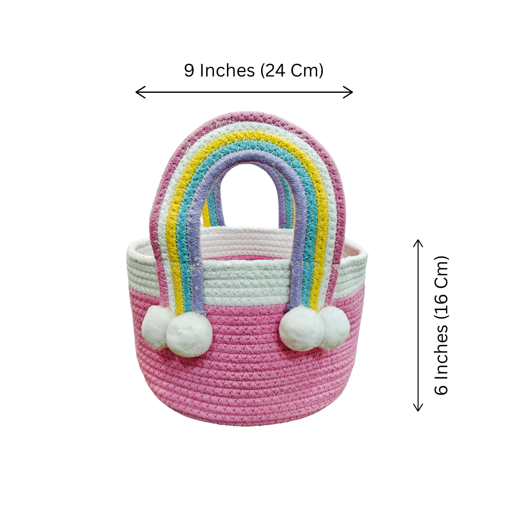 Babble Wrap Jute Cotton Storage Basket - Rainbow