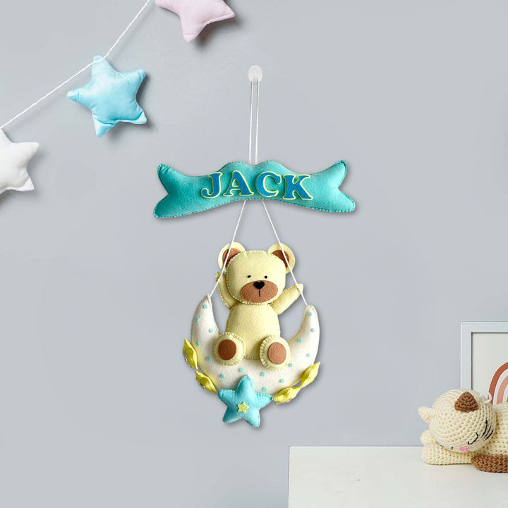 Babble Wrap Teddy On a Moon Name Hanging