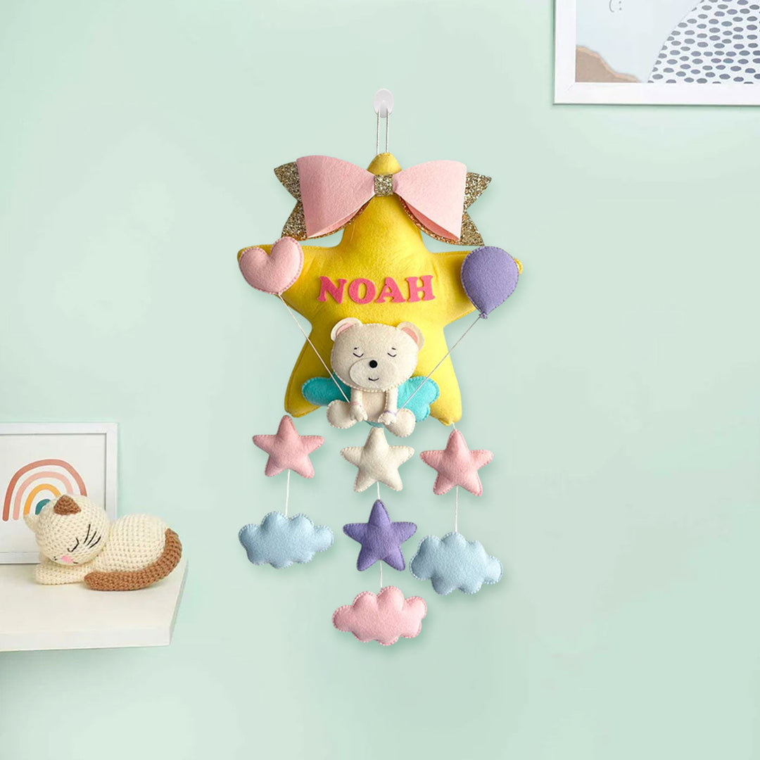 Babble Wrap Teddy on a Star Name Hanging