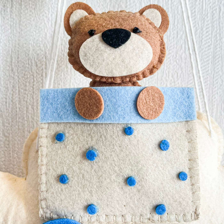 Babble Wrap  Brown Teddy in a Hot Air Balloon Name Hanging