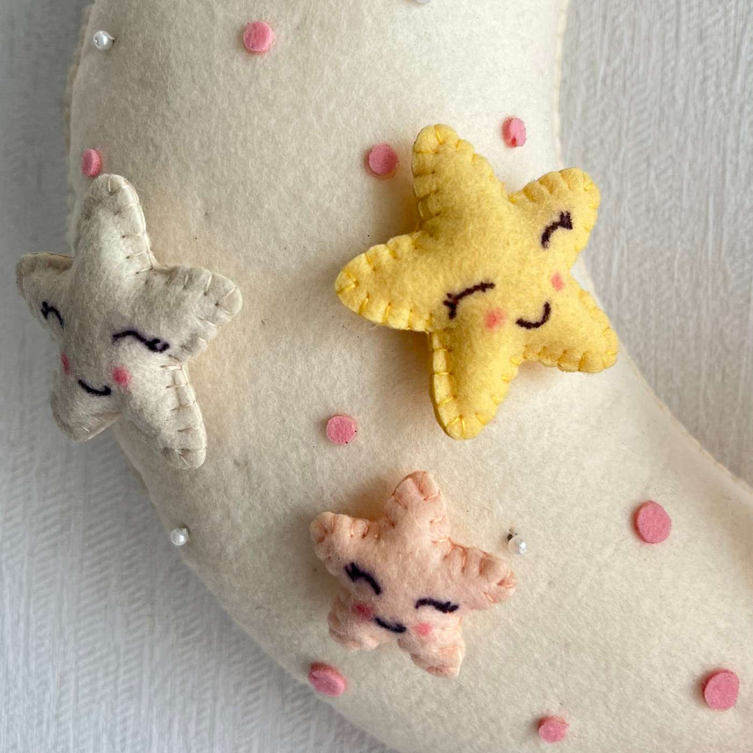 Babble Wrap  Pink Teddy On a Moon Name Hanging