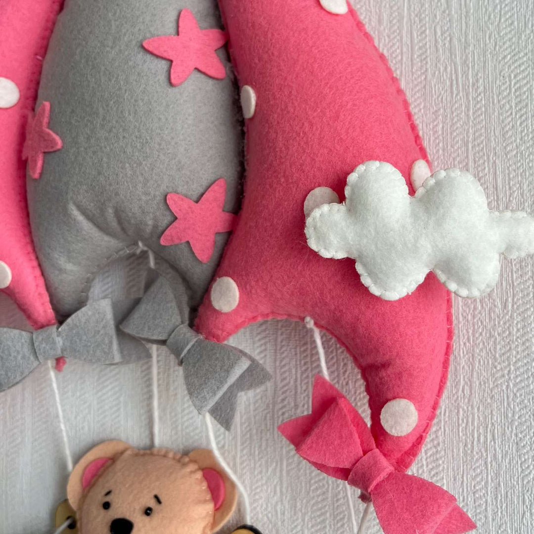 Babble Wrap  Pink Teddy On a Swing Name Hanging
