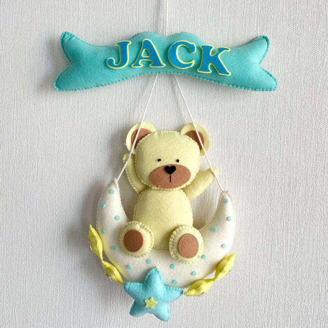 Babble Wrap Teddy On a Moon Name Hanging