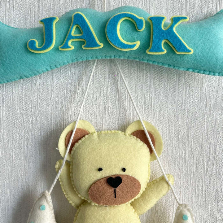 Babble Wrap Teddy On a Moon Name Hanging