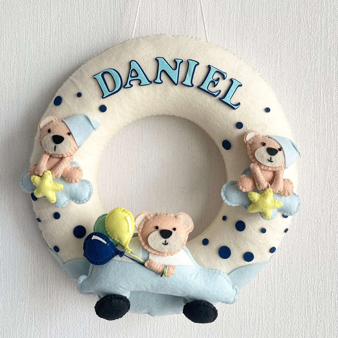 Babble Wrap Teddy on a Car Name Hanging