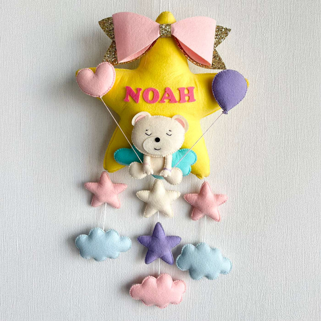Babble Wrap Teddy on a Star Name Hanging
