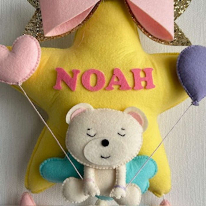 Babble Wrap Teddy on a Star Name Hanging