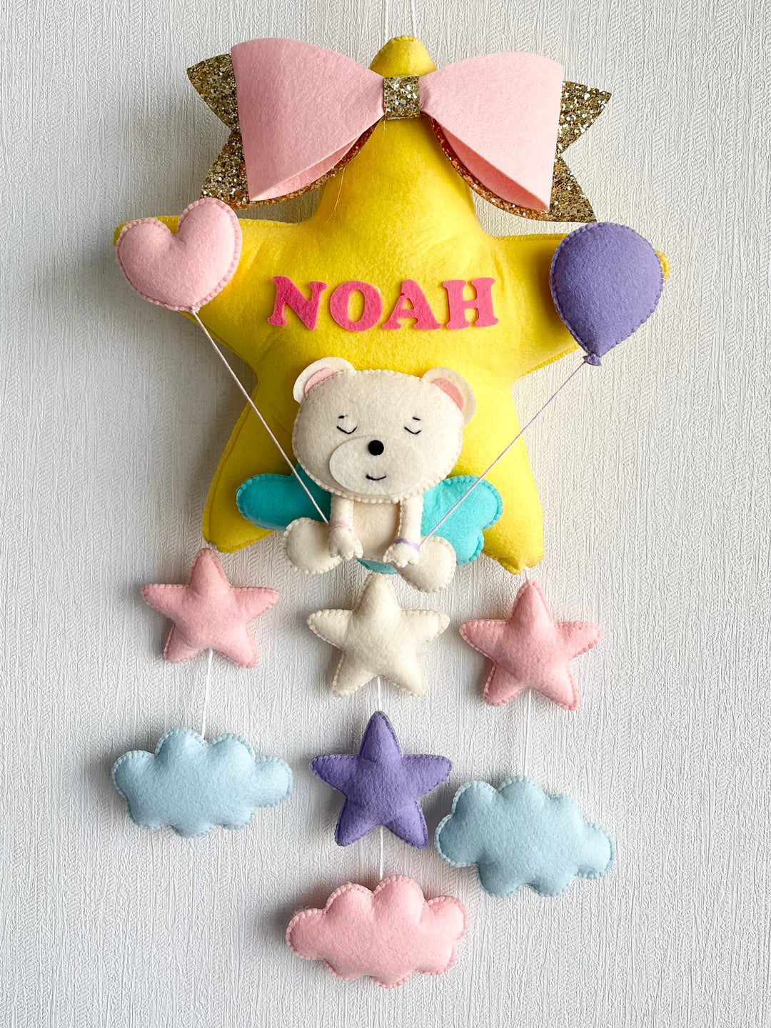 Babble Wrap Teddy on a Star Name Hanging