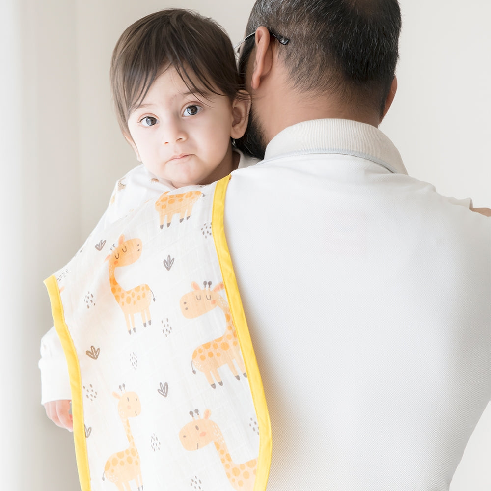 Baby Giraffe - Reversible Bib & Burpy Cloth Set