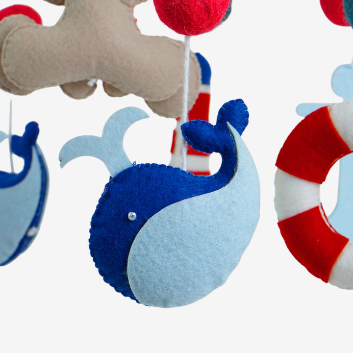 Babble Wrap Cot / Crib Mobile - Nautical Captain Teddy