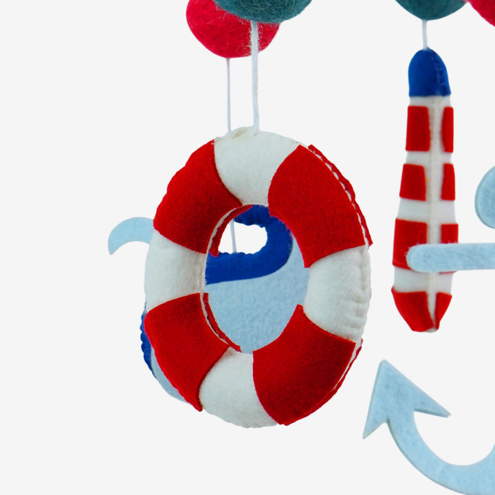 Babble Wrap Cot / Crib Mobile - Nautical Captain Teddy
