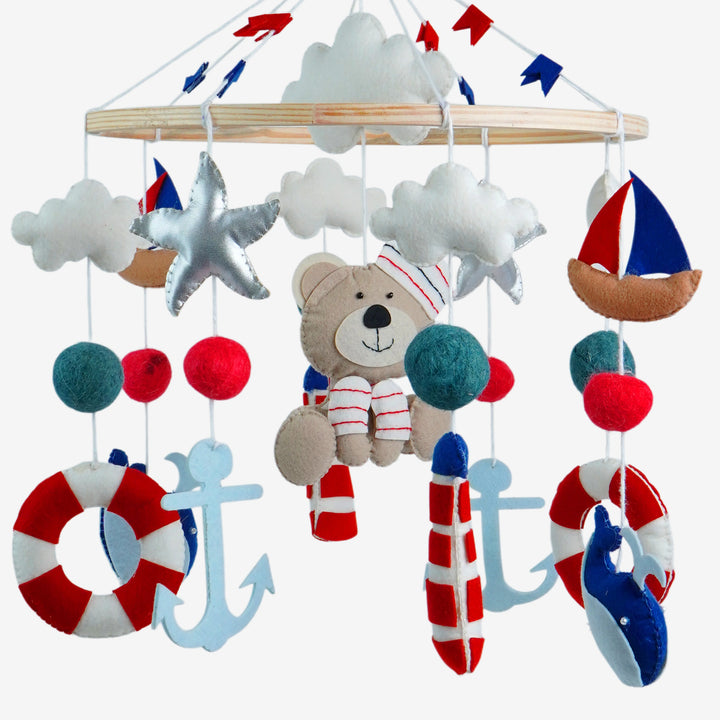 Babble Wrap Cot / Crib Mobile - Nautical Captain Teddy