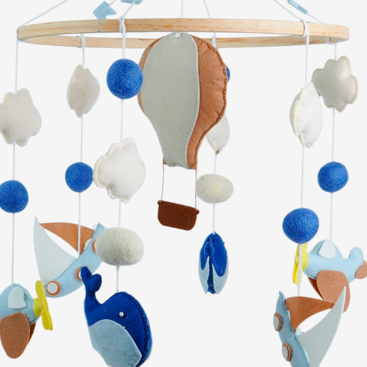 Babble Wrap Cot / Crib Mobile - Seaside Skies