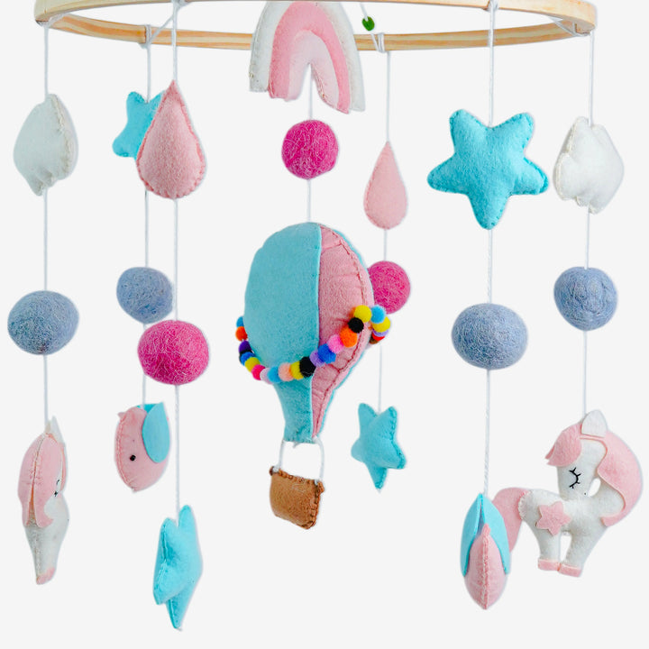 Babble Wrap Cot / Crib Mobile - Unicorn's Rainbow Flight