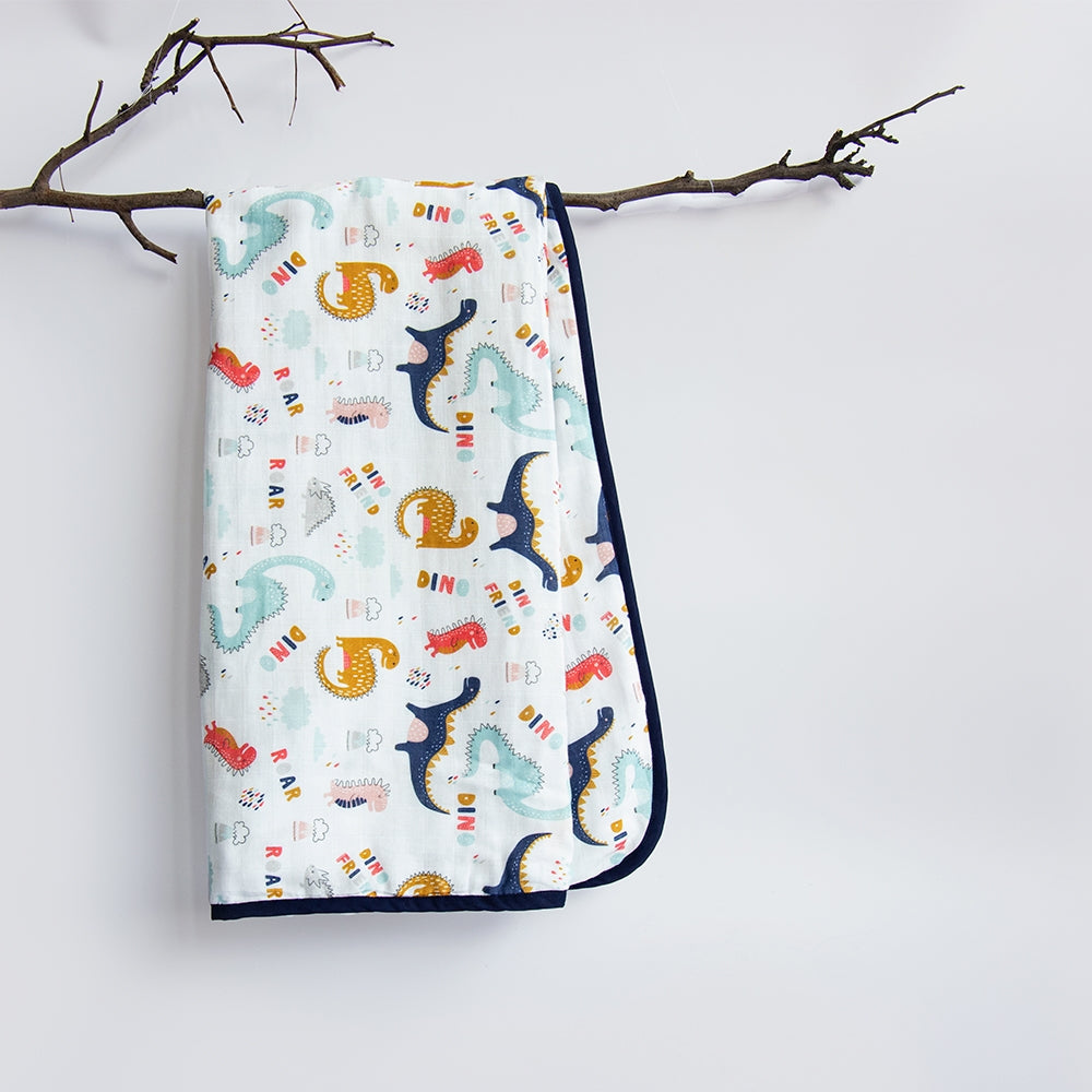 Dino Friend - Reversible Muslin Blanket