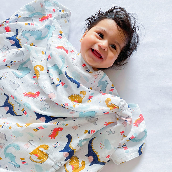 Dino Friend & Doodle Circles - Organic Luxury Swaddles Set