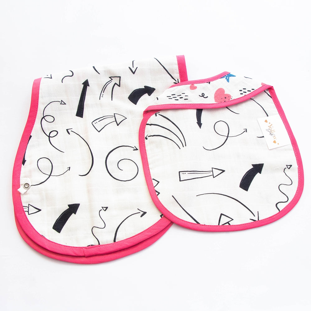 Doodle Arrows - Reversible Bib & Burpy Cloth Set