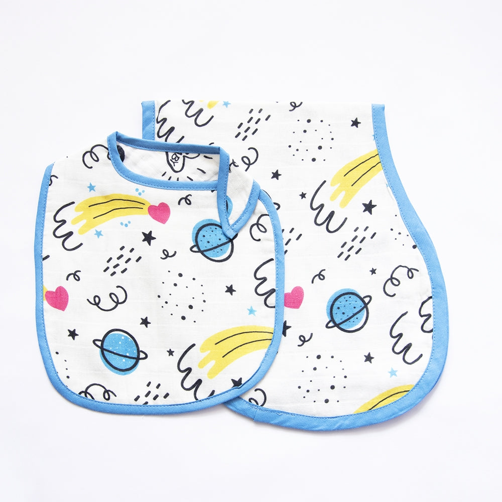 Doodle Hearts - Reversible Bib & Burpy Cloth Set