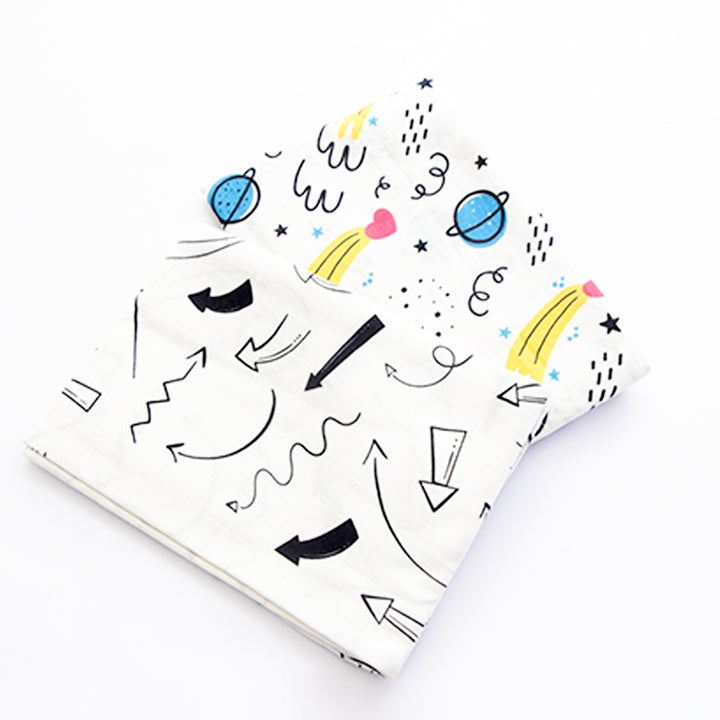 Doodle Space & Here There - Organic Luxury Swaddles Set