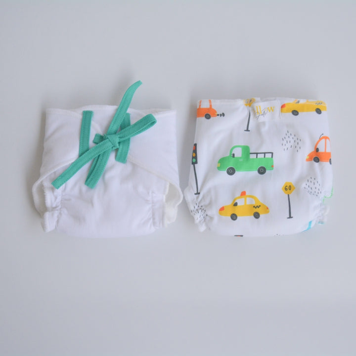 Green Hearts - Doodle Dry Nappies (Set of 2)