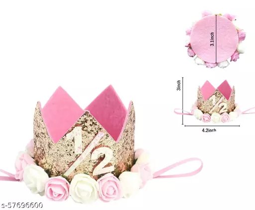 Half Bday Crown Headband (Pink & Gold)