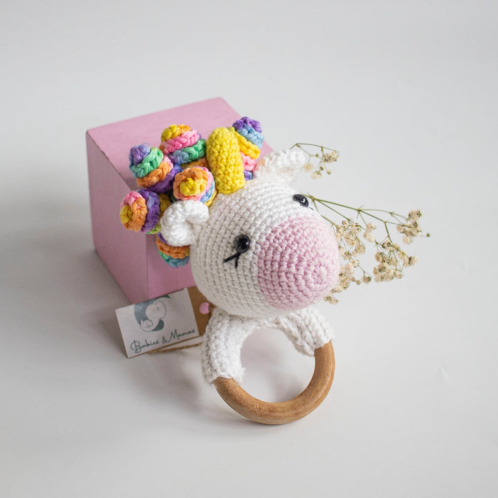 Handmade Unicorn Crochet Rattle