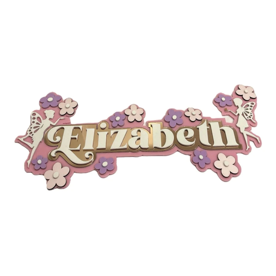 3 Layer Acrylic Name Plaque- Fairyland Floral