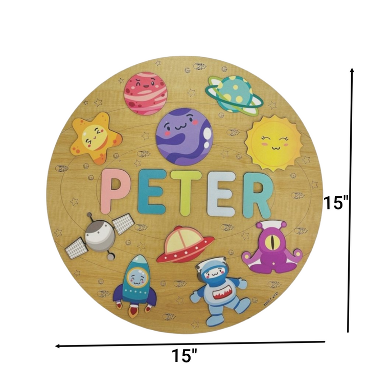 Personalised Wooden Name Puzzle- Outer Space