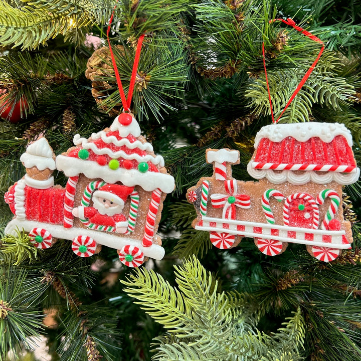 Babble Wrap Gingerbread Engine CandyLand Ornaments (Set of 2)