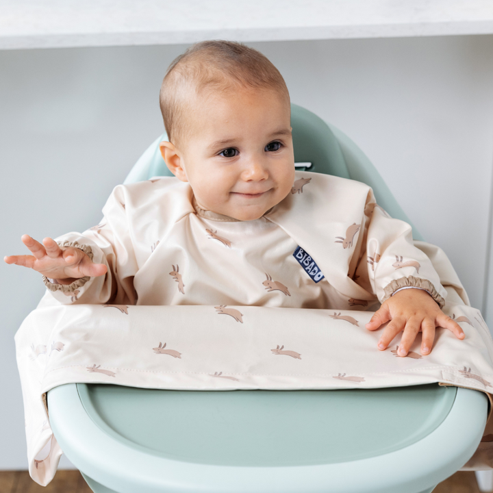 Long Sleeve Coverall Weaning Bib Happy Hares