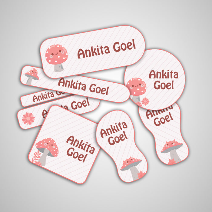 Mushroom Name Labels - Complete/Split/Iron Ons Packs