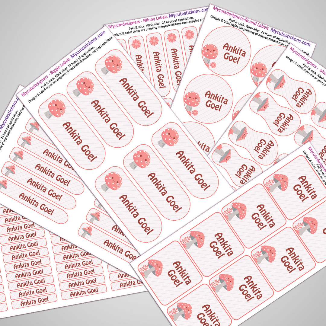 Mushroom Name Labels - Complete/Split/Iron Ons Packs