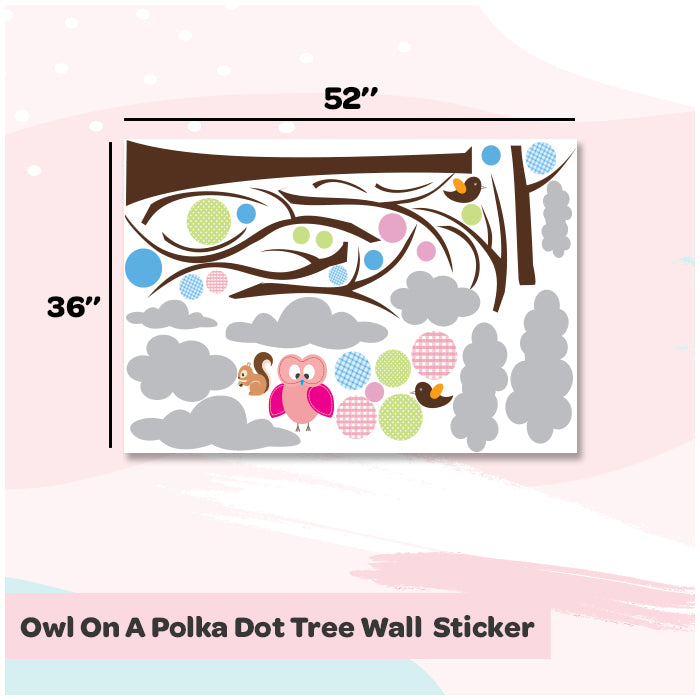 Owl on a polka dot tree Wall Sticker