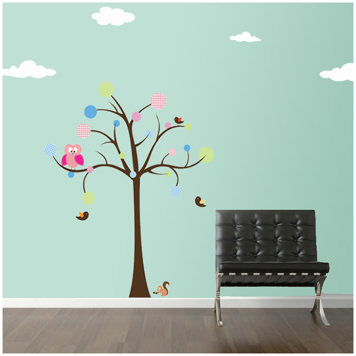 Owl on a polka dot tree Wall Sticker