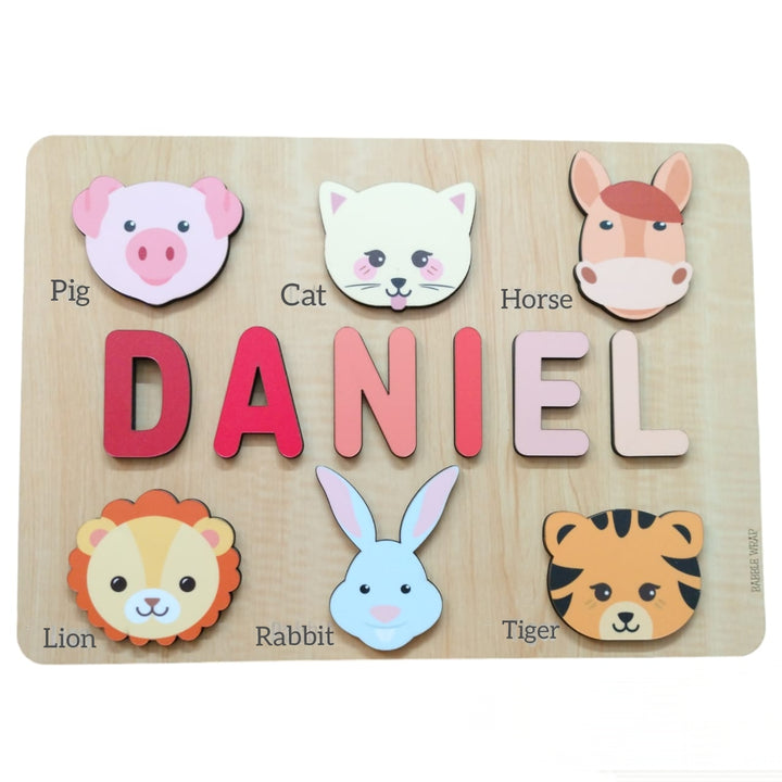 Personalised Wooden Name Puzzle- Fauna (6 Elements)