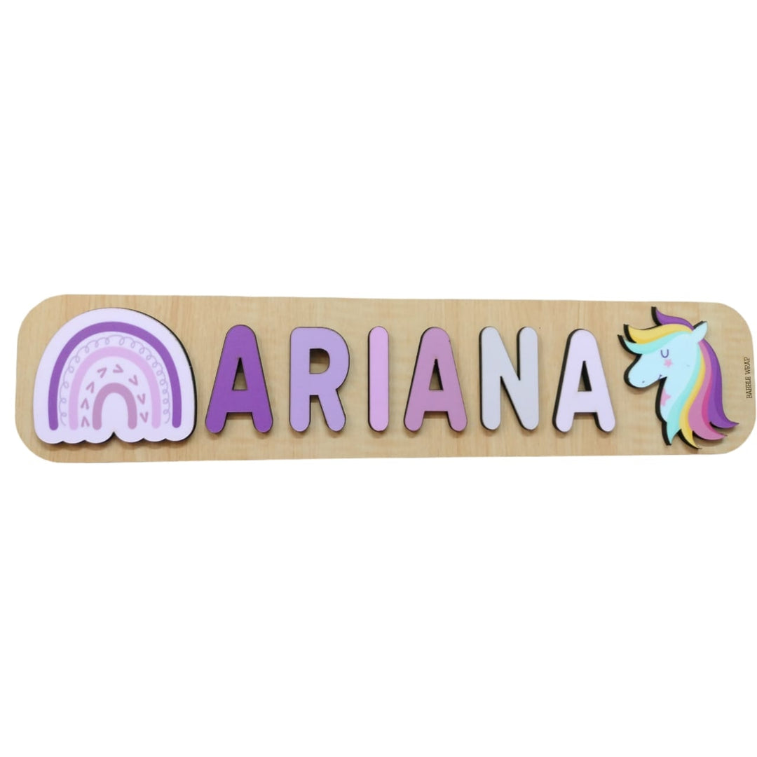 Personalised Wooden Name Puzzle- Mixed Picturesque (2 Elements)