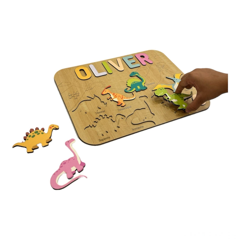 Personalised Wooden Name Puzzle- Dinosaurs