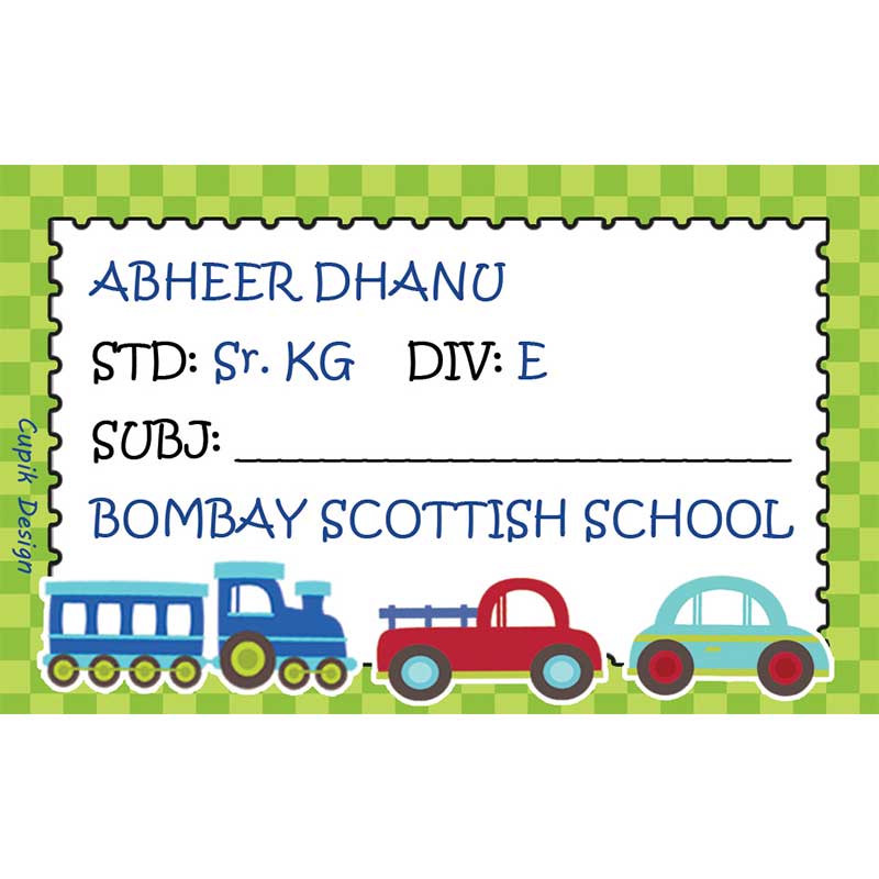 Transport School Book Labels