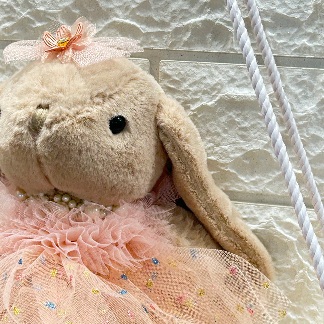 Taupe Bunny Doll - Peach Ballerina