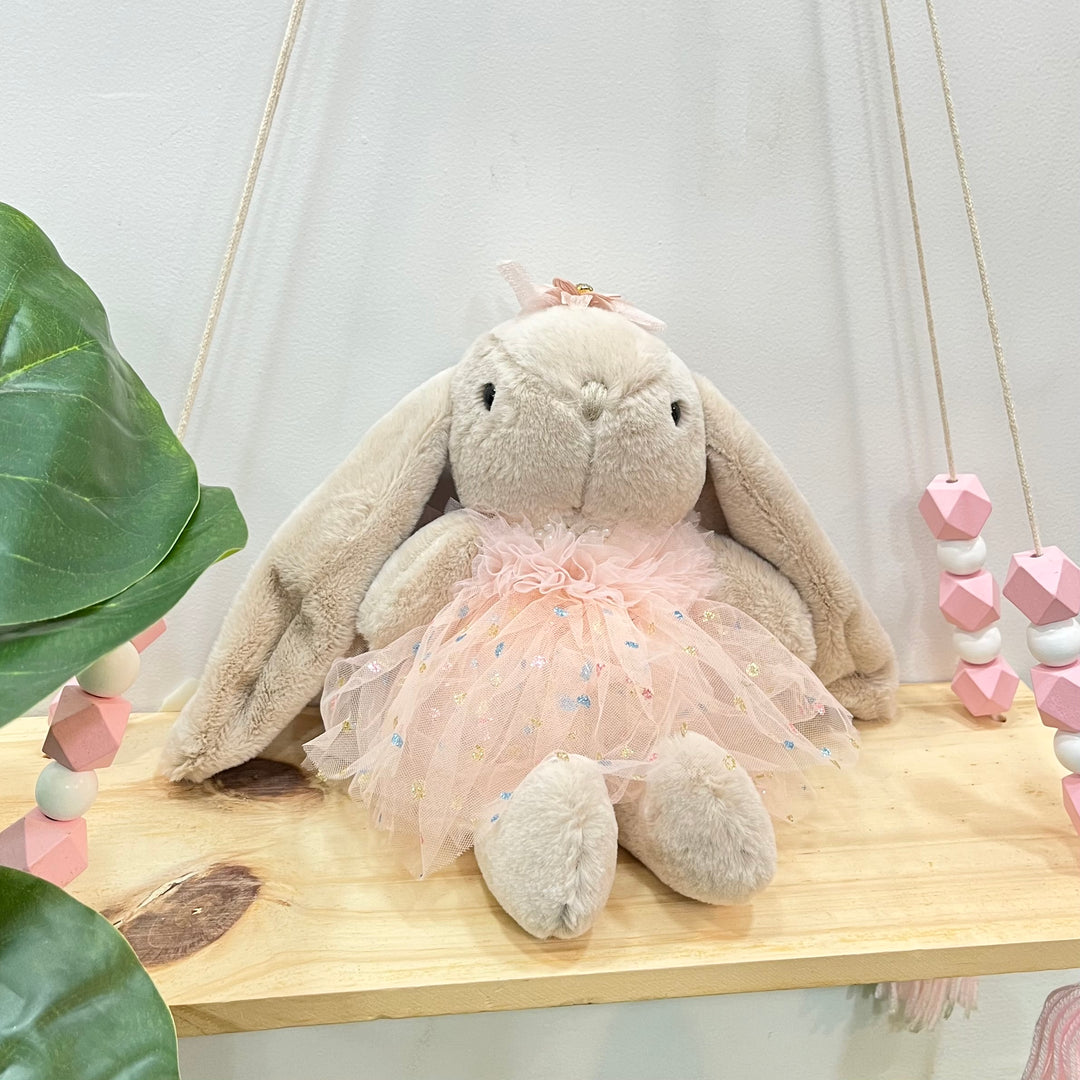 Taupe Bunny Doll - Peach Ballerina