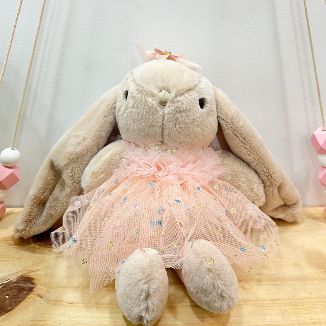 Taupe Bunny Doll - Peach Ballerina