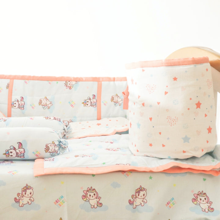 Unicorn Dreams - Quilted Cot Bumper